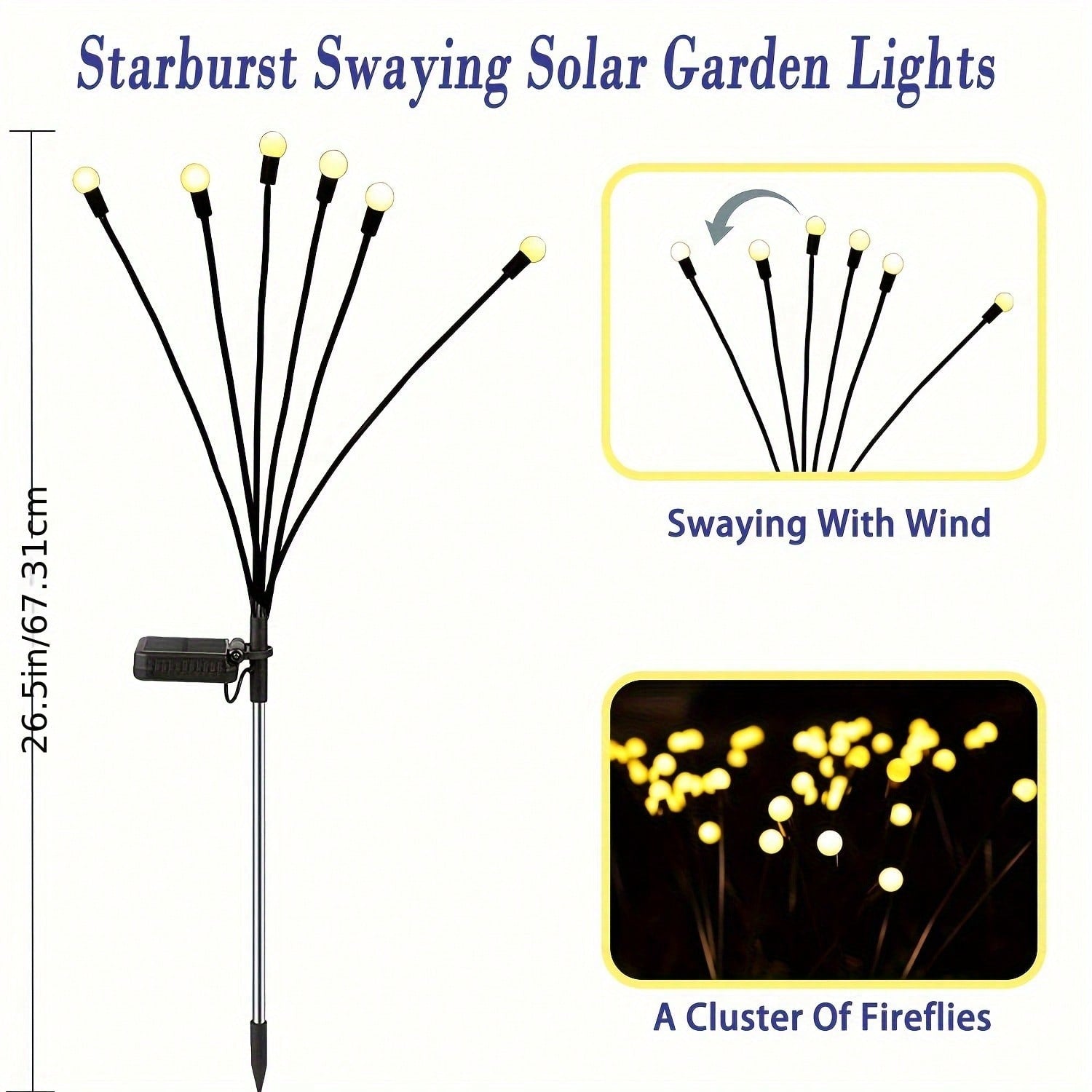 8-Pack 48LED Solar Firefly Lights, for Outdoors, Garden, Patio, Pathway, Backyard