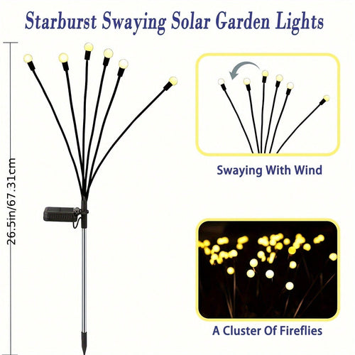 8-Pack 48LED Solar Firefly Lights, for Outdoors, Garden, Patio, Pathway, Backyard