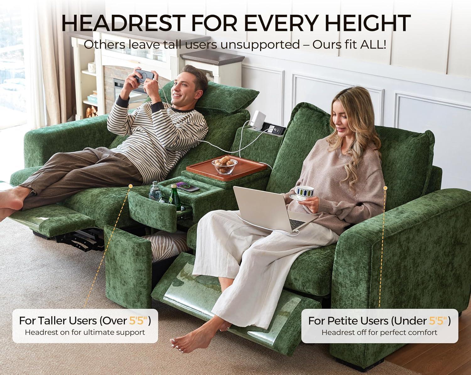 Green Oversized Power Recliner Sofa For Living Room