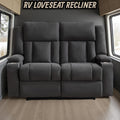 Dark Gray Two Seat Recliner Loveseat With Cup Holders