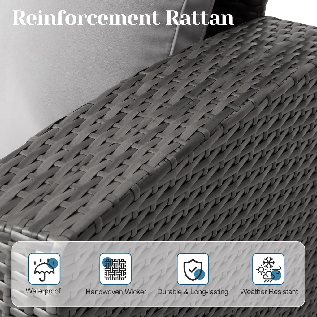 4 Piece Outdoor Patio Furniture Set All Weather Wicker Grey