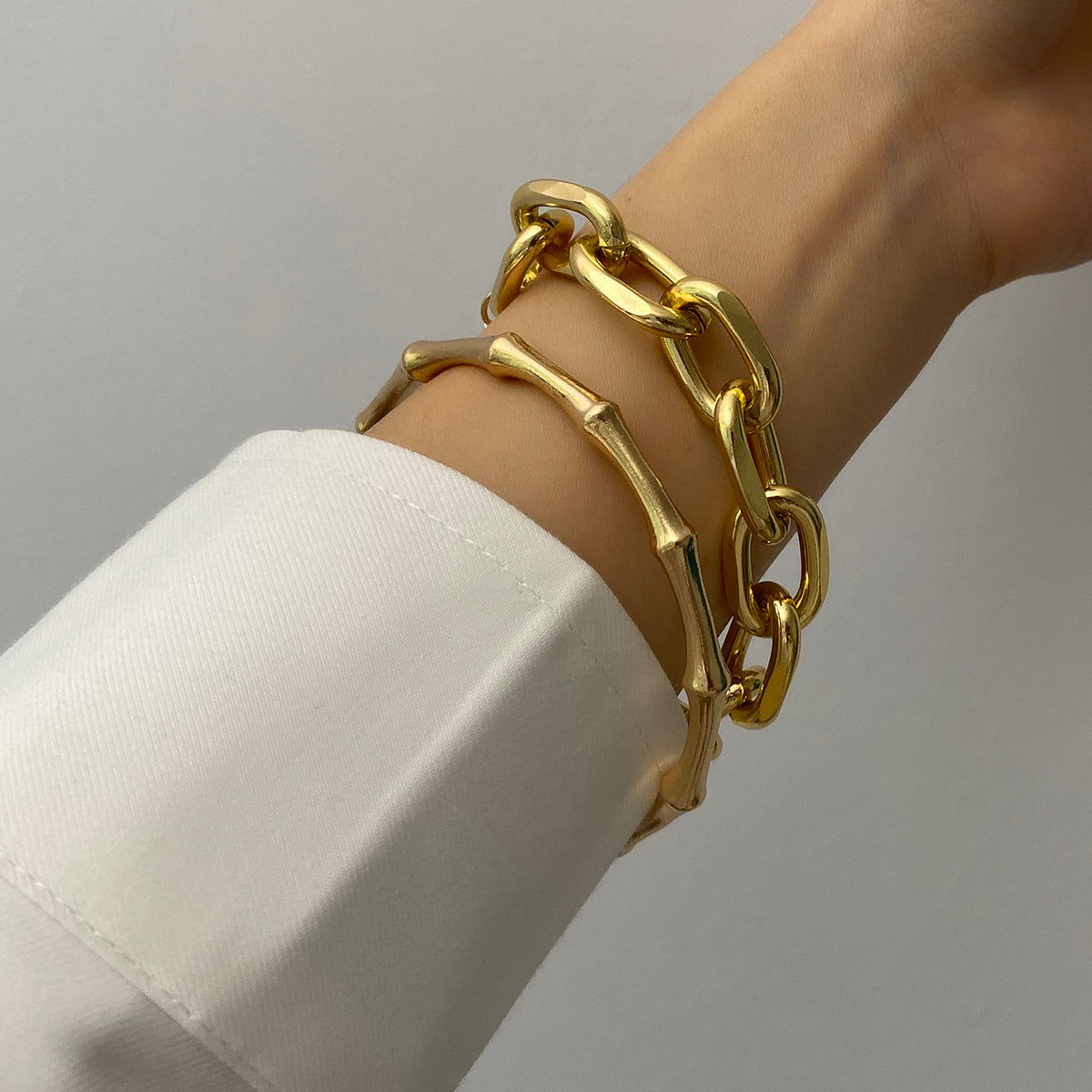 Curb Cuban Chain Bracelets Set for Women, 4 Pcs