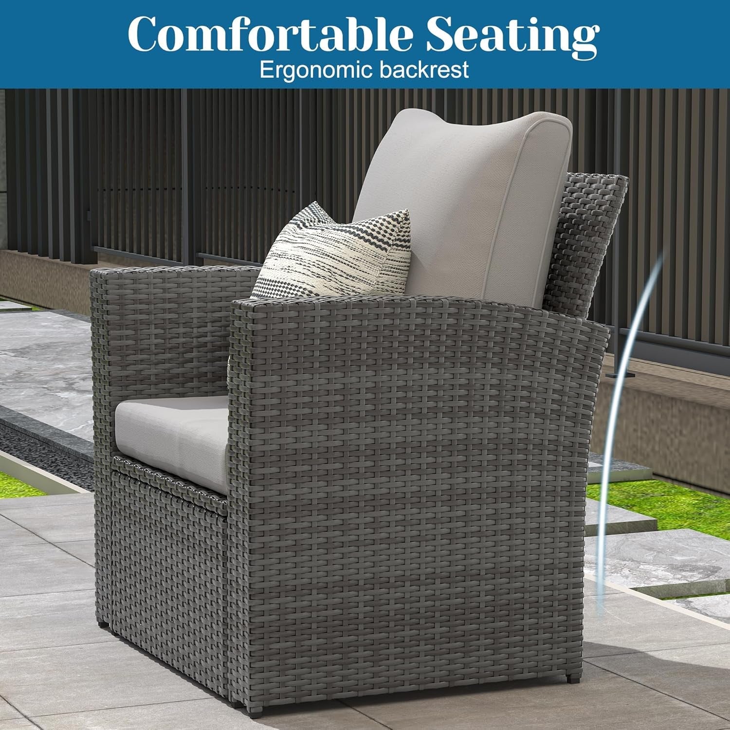 4 Piece Outdoor Patio Furniture Set All Weather Wicker Grey