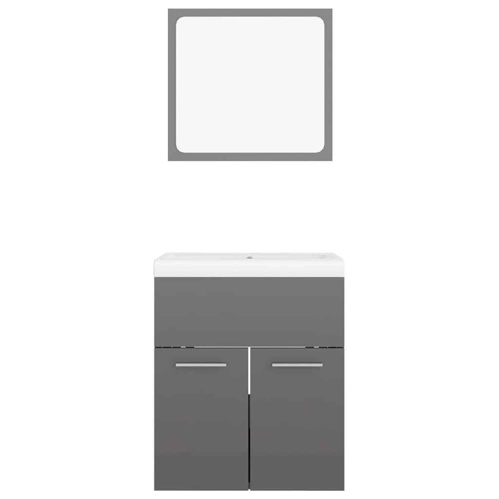 NNEVL Bathroom Furniture Set High Gloss Grey Chipboard