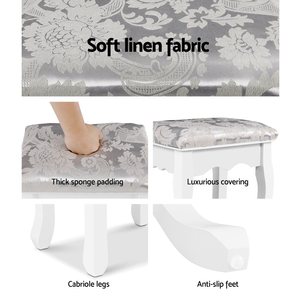 NNEDSZ Dressing Stool Bedroom White Make Up Chair Living Room Fabric Furniture