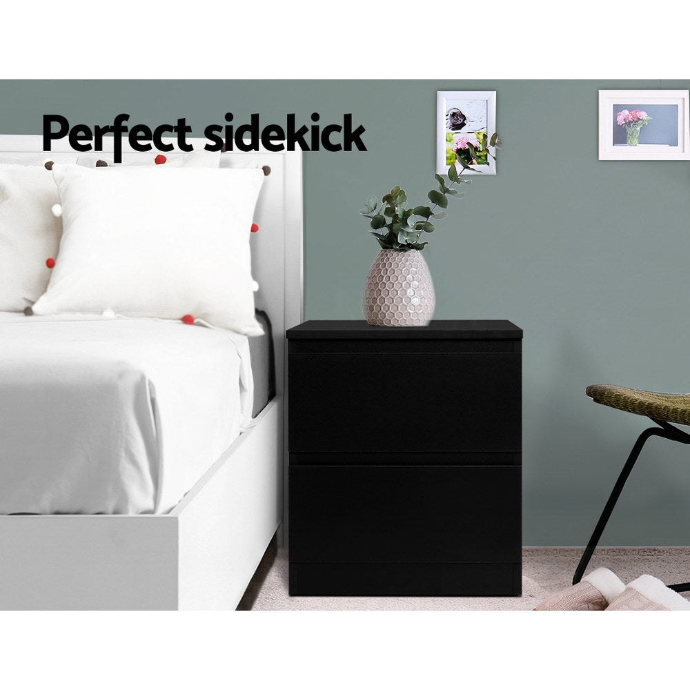 NNEDSZ Bedside Tables Drawers Side Table Bedroom Furniture Nightstand Black Lamp