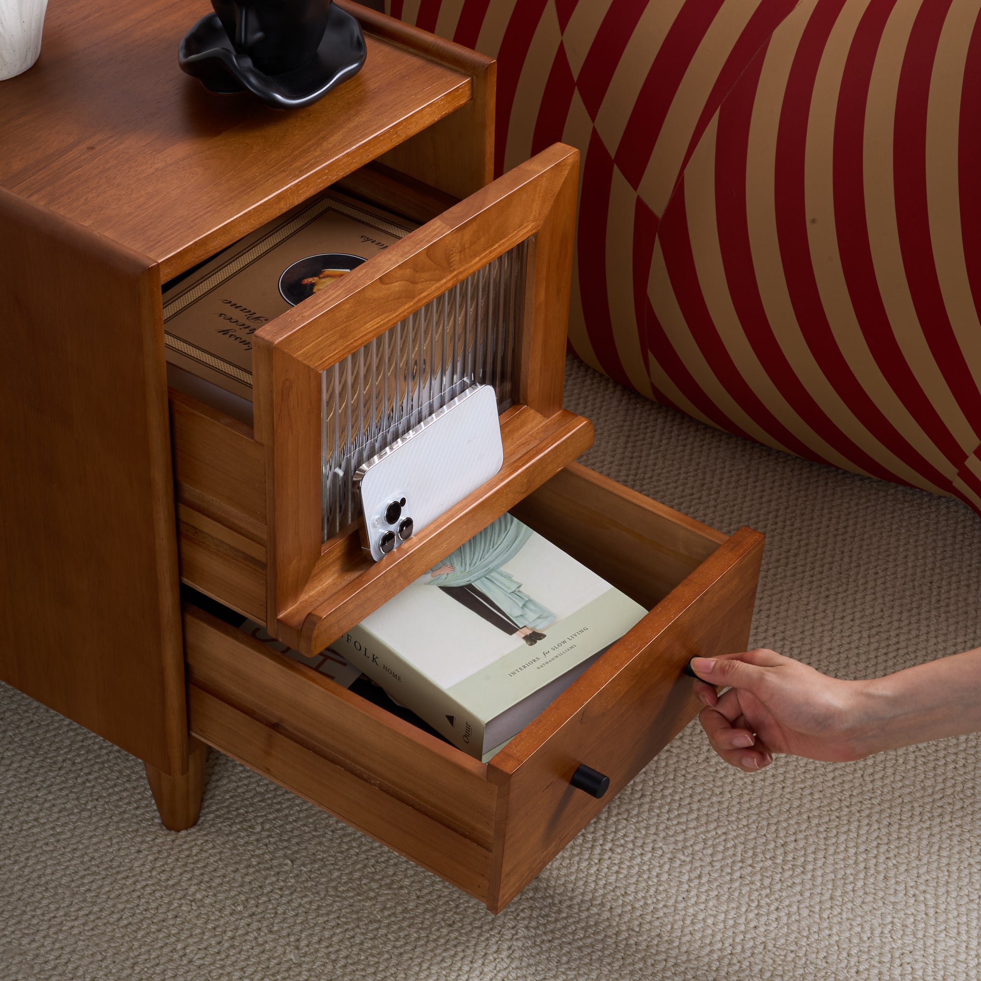 Vintage Nightstand Bedroom Minimalist Storage Cabinet