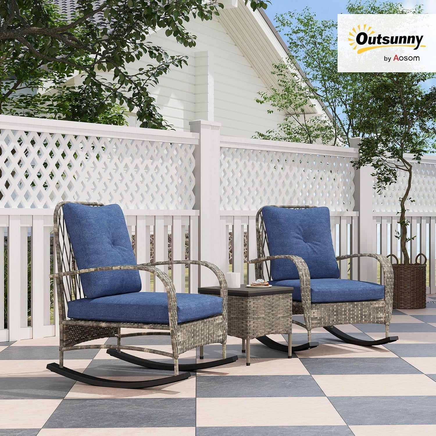 Stylish Three Piece Wicker Patio Furniture Set