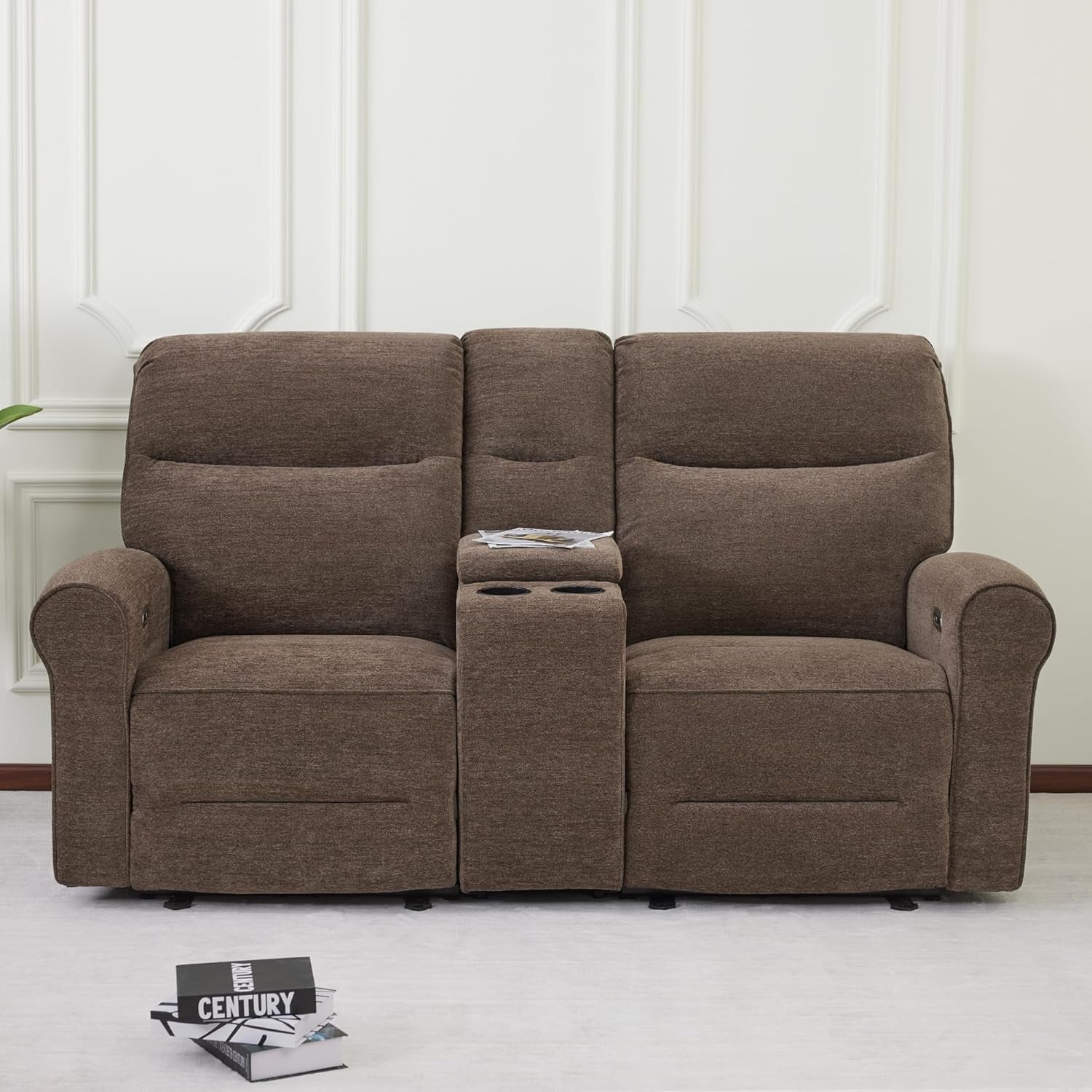 78 Inch Wall Hugger Power Loveseat USB Ports Dark Brown
