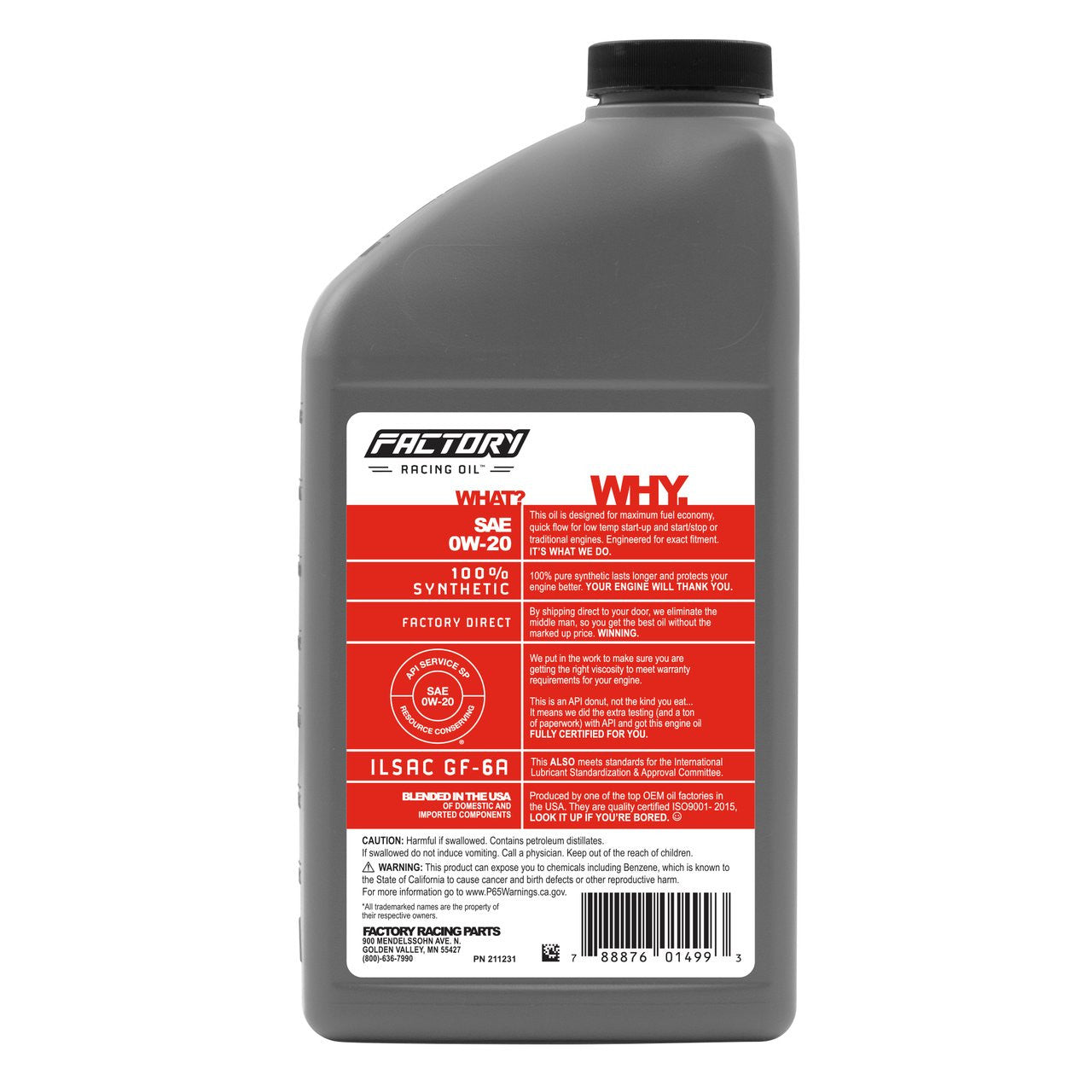 Oil Change Kit For Toyota Tacoma 2.7L L4 2007-2015 0W-20 Full Synthetic Oil - 5.5 Quarts